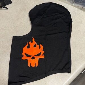 Black Balaclava with Orange Skull Design